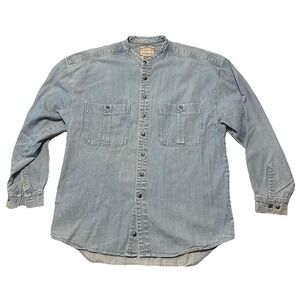 Vintage Men's‎ Denim Shirt Size Medium Blade Collar Style Cotton 90's